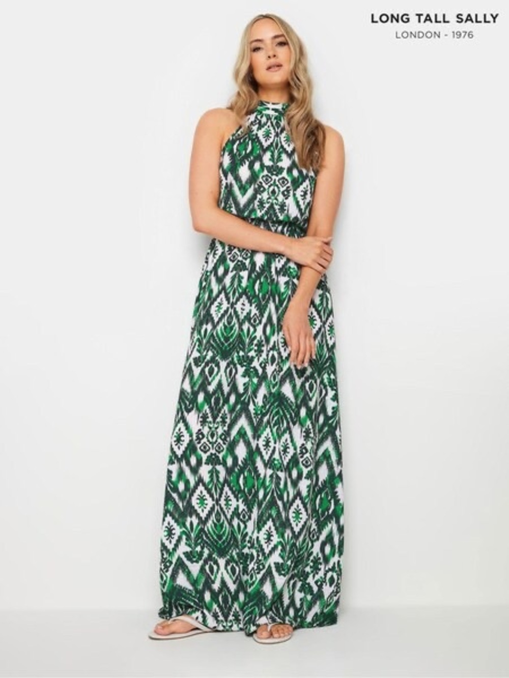 NWT Long Tall Sally Green Ikat Print Maxi Dress